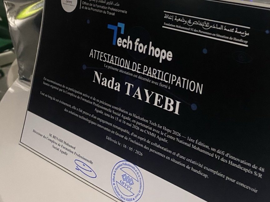 Tech for Hope participation certificate
