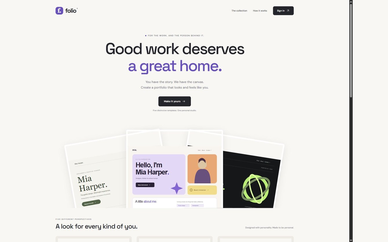 Folio Studio landing page